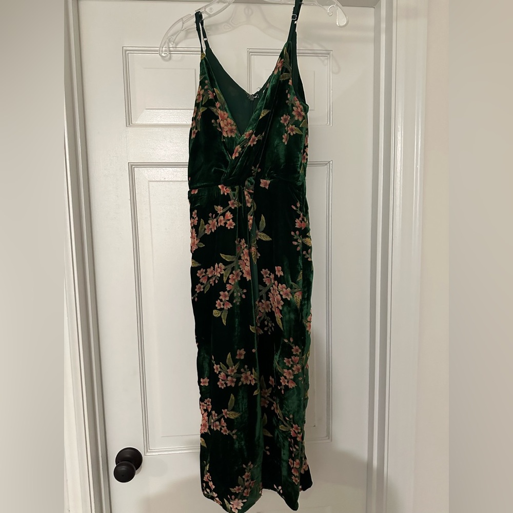 J.O.A. Green velvet cocktail dress